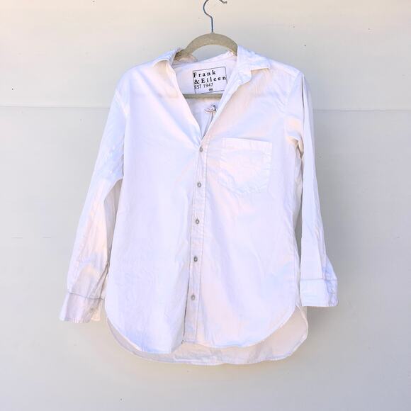 Frank & Eileen Joedy White Cotton Poplin Boyfriend Button Up Shirt Blouse XXS - Picture 2 of 8